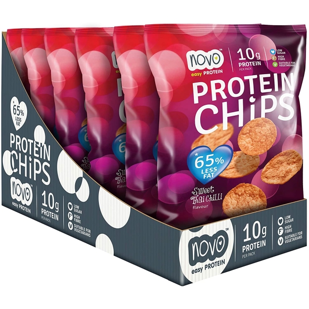 Novo Nutrition Protein Chips 30 g - Taizemes saldais čilli bilde Novo Nutrition Protein Chips 30 g - Taizemes saldais čilli fotogrāfija