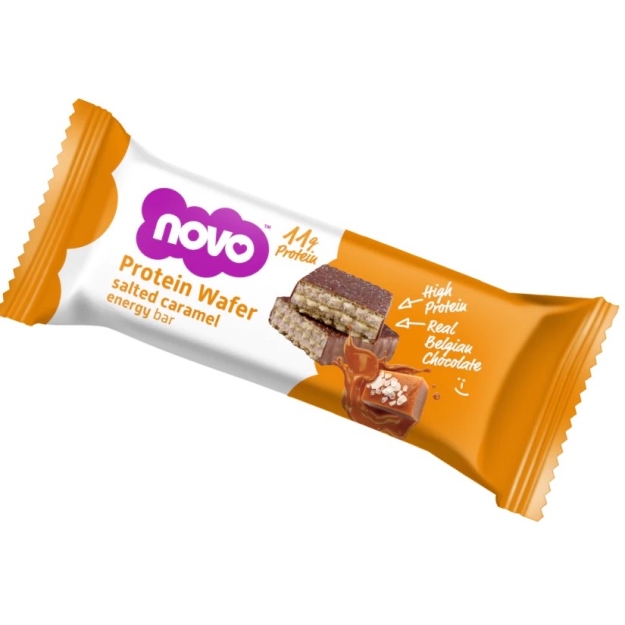 Novo Nutrition Протеиновый вафельный батончик 40 г - Соленая карамель картинка Novo Nutrition Протеиновый вафельный батончик 40 г - Соленая карамель фото