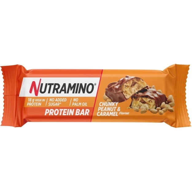 Nutramino Protein Bar 55 g - stambi ir žemės riešutų karamelė paveikslėlį Nutramino Protein Bar 55 g - stambi ir žemės riešutų karamelė nuotrauka