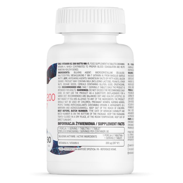 Ostrovit Vitaminas K2 200 Natto MK-7 90 tablečių paveikslėlį Ostrovit Vitaminas K2 200 Natto MK-7 90 tablečių nuotrauka