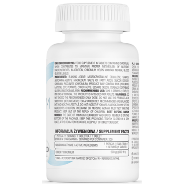 Ostrovit Hroms 200 mcg 200 tabletes bilde Ostrovit Hroms 200 mcg 200 tabletes fotogrāfija