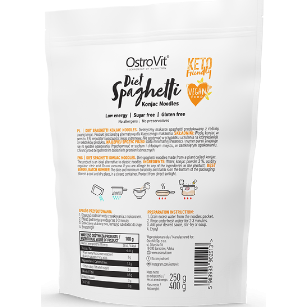 Ostrovit Diet Spaghetti konjac makaronai 400 g paveikslėlį Ostrovit Diet Spaghetti konjac makaronai 400 g nuotrauka