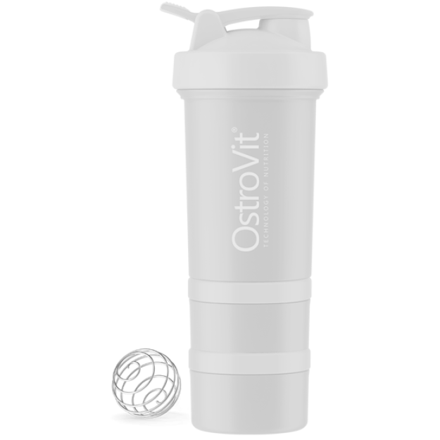 Ostrovit Shaker Premium 450 ml with 2 pill boxes and mixing ball, серый картинка Ostrovit Shaker Premium 450 ml with 2 pill boxes and mixing ball, серый фото