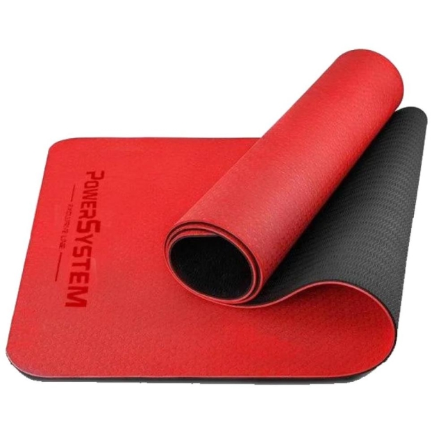Power System Yoga Mat Premium võimlemismatt (6 mm) - punane pilt Power System Yoga Mat Premium võimlemismatt (6 mm) - punane foto