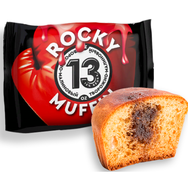 Rocky творожный маффин с малиновой начинкой 55 г