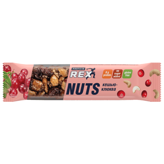 Protein Rex Protein-rich nut bar "Cashew-Cranberry" 40 g bilde Protein Rex Protein-rich nut bar "Cashew-Cranberry" 40 g fotogrāfija