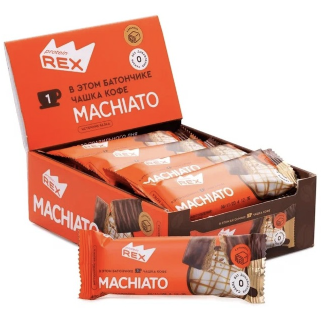 Protein Rex Kavos baltymų baras 40 g - karamelė makiato x 12 Protein Rex Kavos baltymų baras 40 g - karamelė makiato x 12
