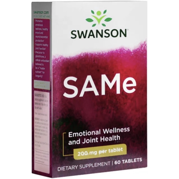 Swanson SAMe 200 mg 60 tabletes bilde Swanson SAMe 200 mg 60 tabletes fotogrāfija