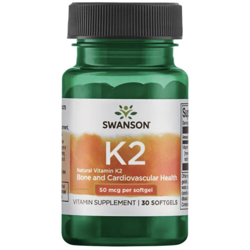 Swanson Natural Vitamin K2 (Menaquinone-7 from Natto) 50 mcg 30 kapslid