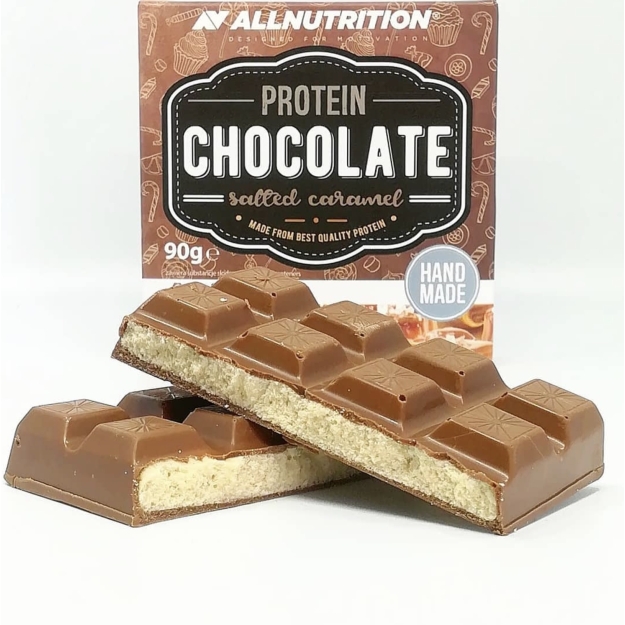 AllNutrition Baltyminis šokoladas 100 g - Sūdyta karamelė paveikslėlį AllNutrition Baltyminis šokoladas 100 g - Sūdyta karamelė nuotrauka