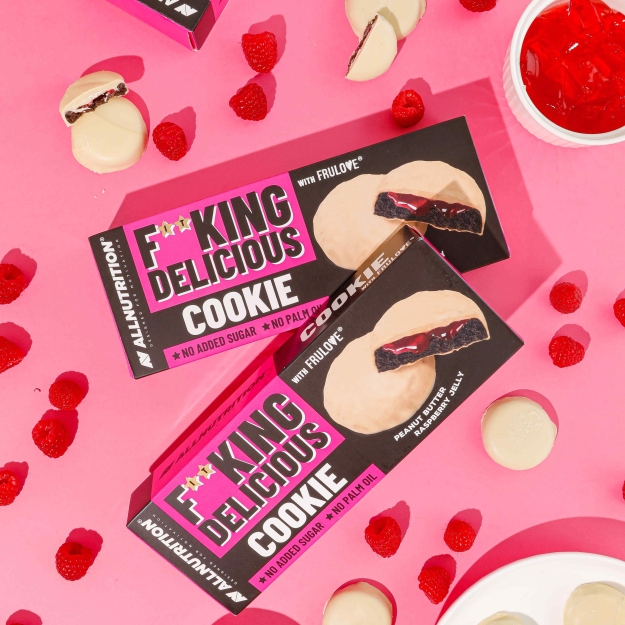 AllNutrition Fitking Delicious Cookie 128 g - zemesriekstu sviests, aveņu želeja bilde AllNutrition Fitking Delicious Cookie 128 g - zemesriekstu sviests, aveņu želeja fotogrāfija