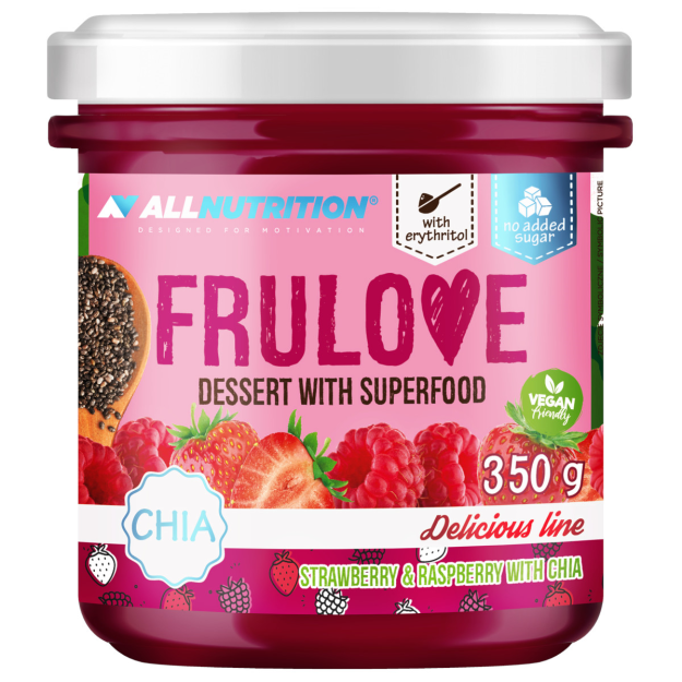 AllNutrition Frulove Dessert with Superfoods 350 g - Maasika ja Vaarika pilt AllNutrition Frulove Dessert with Superfoods 350 g - Maasika ja Vaarika foto