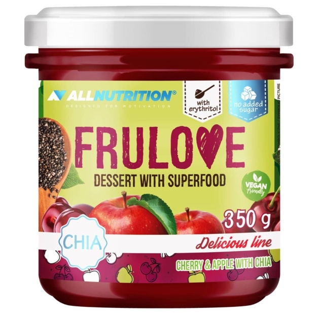 AllNutrition Frulove Dessert with Superfoods 350 g - Vyšnių ir obuolių su chia AllNutrition Frulove Dessert with Superfoods 350 g - Vyšnių ir obuolių su chia