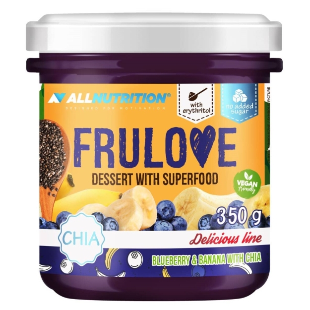 AllNutrition Frulove Dessert with Superfoods 350 g - Melleņu un banānu ar chia AllNutrition Frulove Dessert with Superfoods 350 g - Melleņu un banānu ar chia