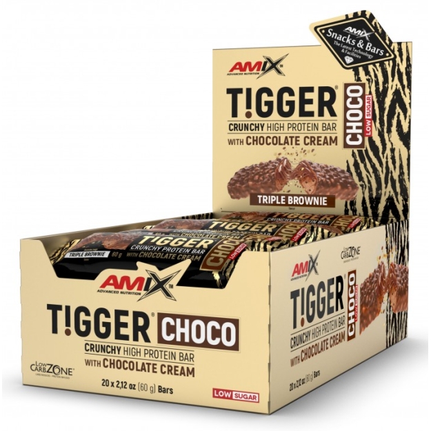 Amix Nutrition TiggerZero CHOCO proteīna batoniņš 60 g - Triple Brownie bilde Amix Nutrition TiggerZero CHOCO proteīna batoniņš 60 g - Triple Brownie fotogrāfija