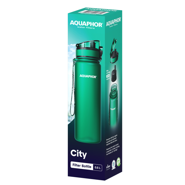 Aquaphor Butelis su City filtru 500 ml - žalia Aquaphor Butelis su City filtru 500 ml - žalia