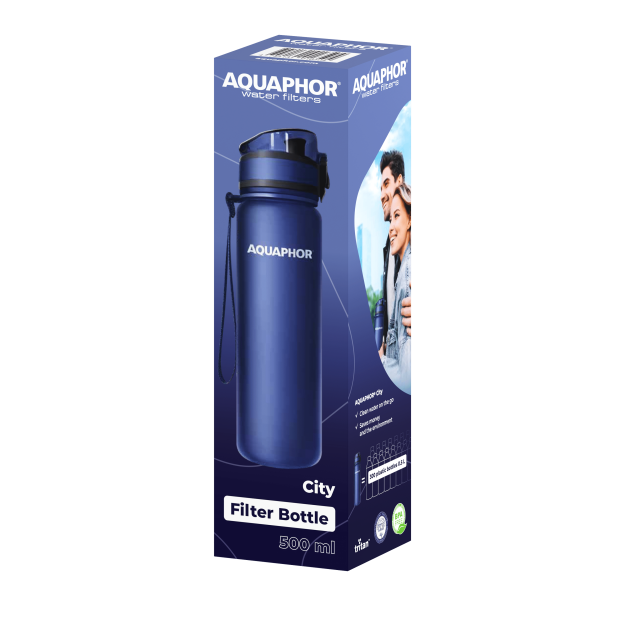 Aquaphor Butelis su City filtru 500 ml - Mėlynas Aquaphor Butelis su City filtru 500 ml - Mėlynas