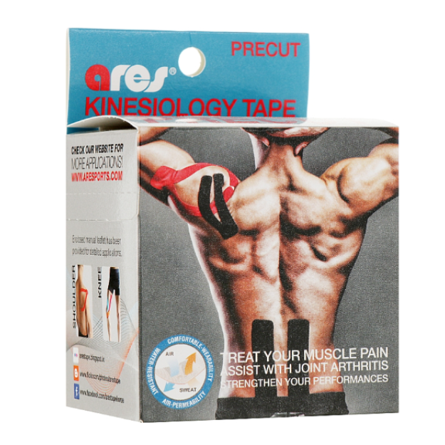 Ares Tape Kinesio tape in stripes 20 pcs - Black Ares Tape Kinesio tape in stripes 20 pcs - Black