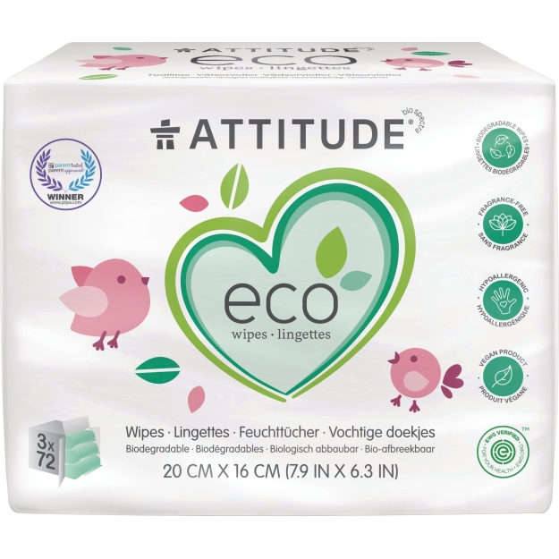 Attitude Little Ones Bērnu salvetes 100% bioloģiski noārdāmas 216 gab Attitude Little Ones Bērnu salvetes 100% bioloģiski noārdāmas 216 gab