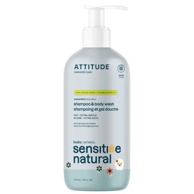 Attitude Baby Leaves 2in1 Putojošs līdzeklis matu un ķermeņa mazgāšanai 473 ml - Jutīgai ādai