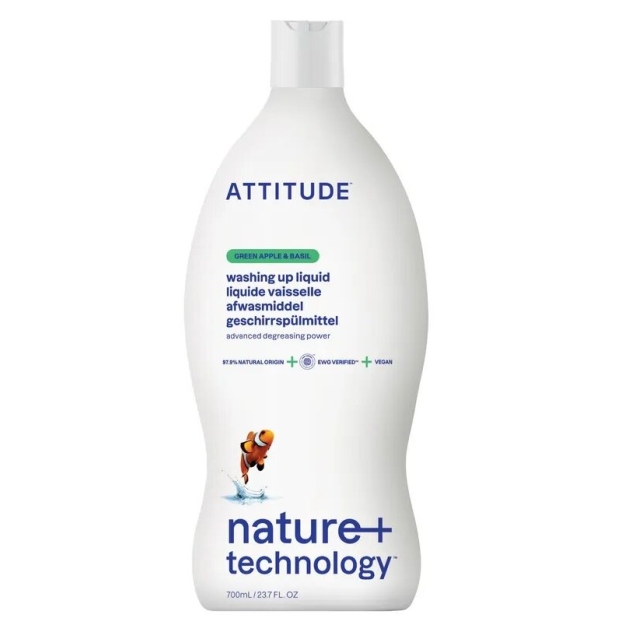 Attitude Washing Up Liquid 700 ml - Green Apple & Basil Attitude Washing Up Liquid 700 ml - Green Apple & Basil