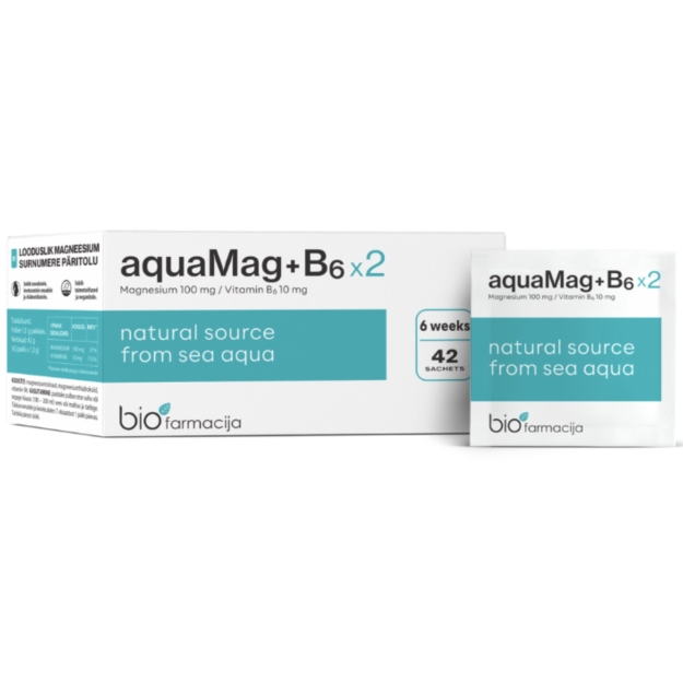 BioFarmacija Aqua Magnis 100 mg + B6 10 mg N42 paveikslėlį BioFarmacija Aqua Magnis 100 mg + B6 10 mg N42 nuotrauka