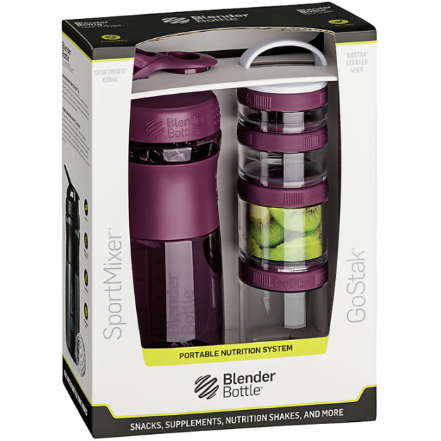 Blender Bottle Combo Pak Sportmixer Shaker and Gostak Starter 4Pak - Plum picture Blender Bottle Combo Pak Sportmixer Shaker and Gostak Starter 4Pak - Plum photo