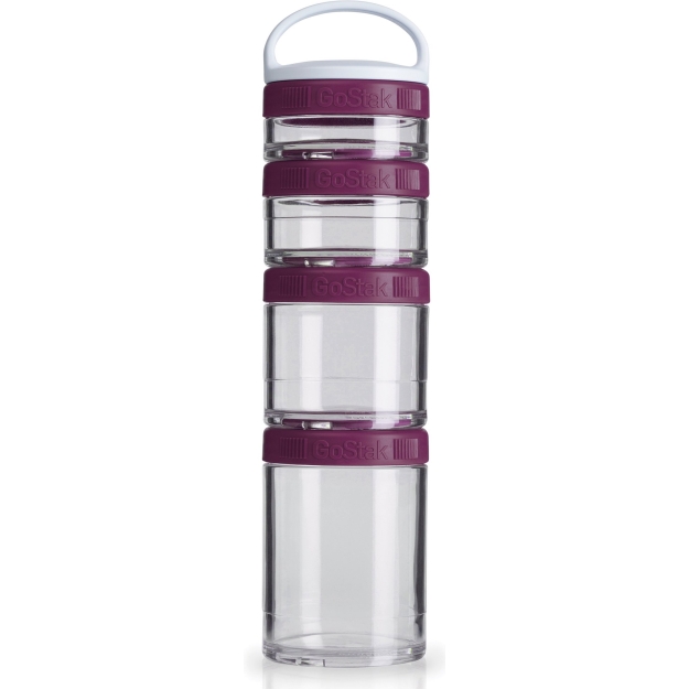 Blender Bottle GoStak Starter 4Pak - slyvų paveikslėlį Blender Bottle GoStak Starter 4Pak - slyvų nuotrauka