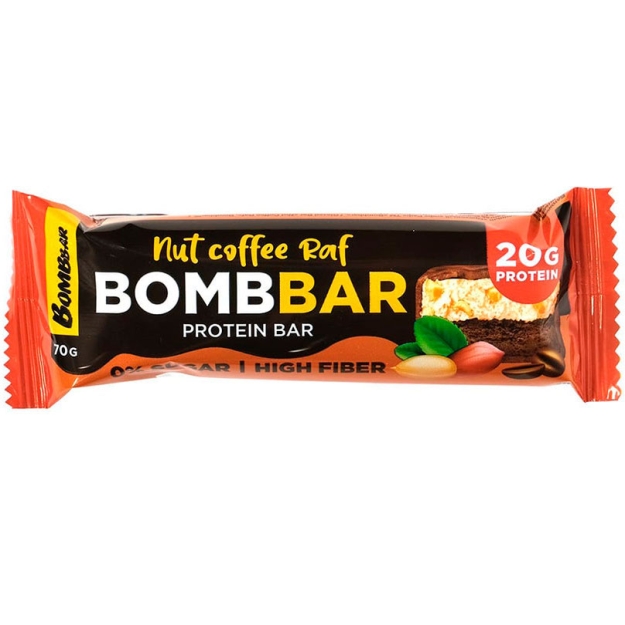 Bombbar Протеиновый батончик 70 г - Ореховый кофе Bombbar Протеиновый батончик 70 г - Ореховый кофе