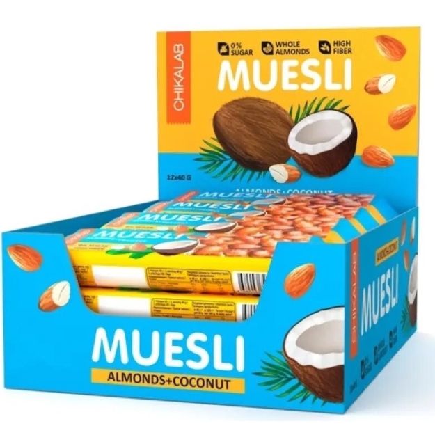Bombbar ChikaLab Muesli 40 г - Миндаль и кокос Bombbar ChikaLab Muesli 40 г - Миндаль и кокос