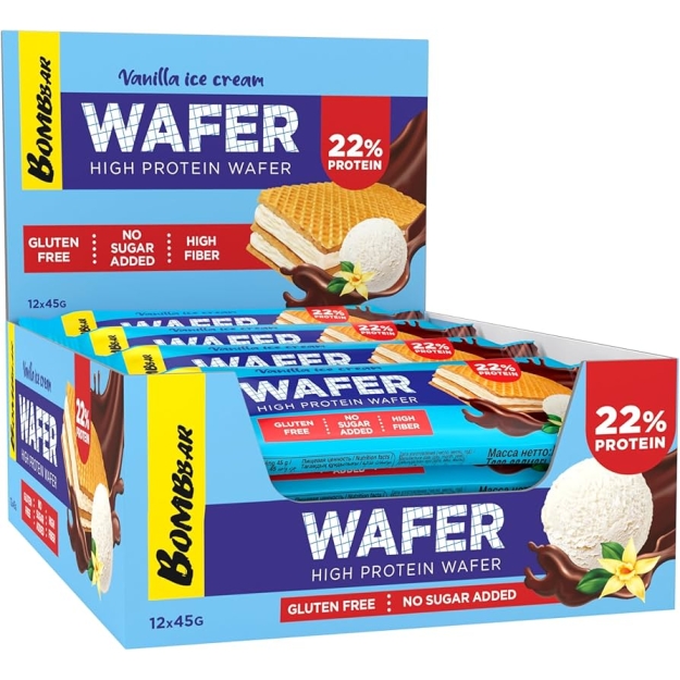 Bombbar Valgu vahvel 45 g - Vaniljejäätis x 20 pilt Bombbar Valgu vahvel 45 g - Vaniljejäätis x 20 foto