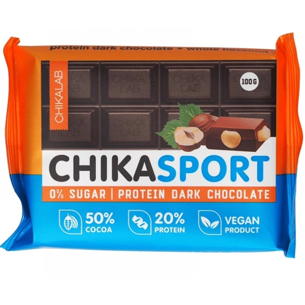 CHIKALAB Dark Chocolate with Hazelnut 100 g