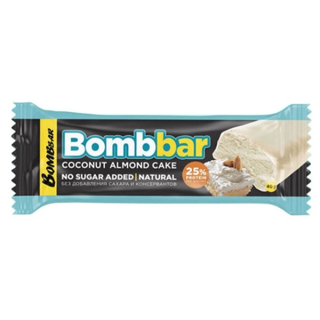 Bombbar Baltymų batonėlis 40 g - kokoso-migdolų pyragas Bombbar Baltymų batonėlis 40 g - kokoso-migdolų pyragas