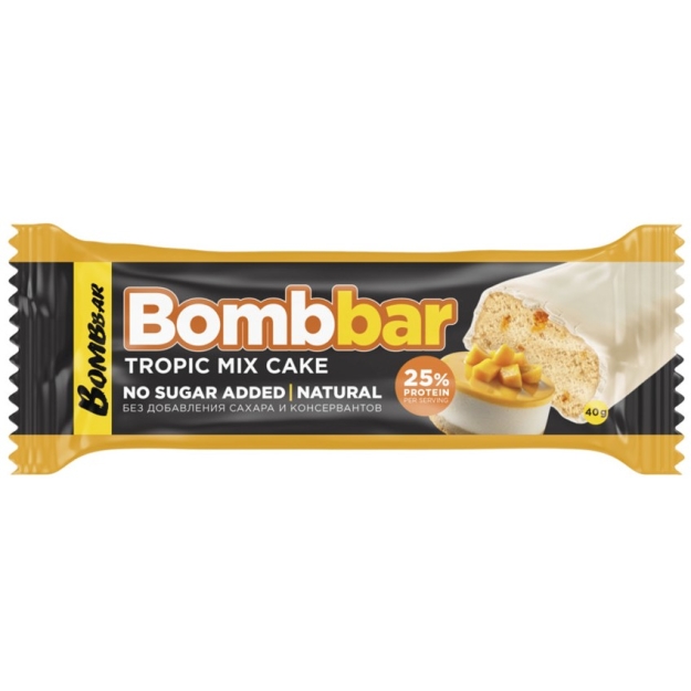 Bombbar Baltymų batonėlis 40 g - tortas "atogrąžų mišinys" Bombbar Baltymų batonėlis 40 g - tortas "atogrąžų mišinys"