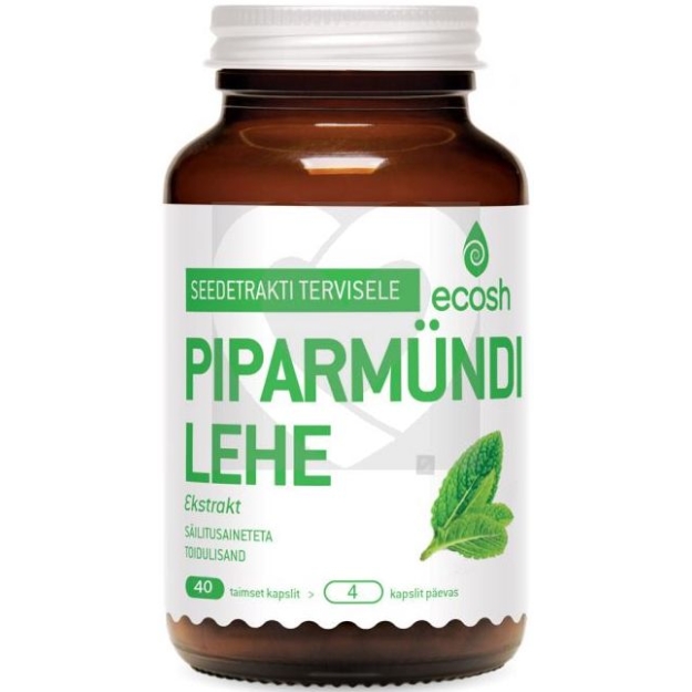 Ecosh Piparmündi lehe ekstrakt 40 vege kapslit pilt Ecosh Piparmündi lehe ekstrakt 40 vege kapslit foto