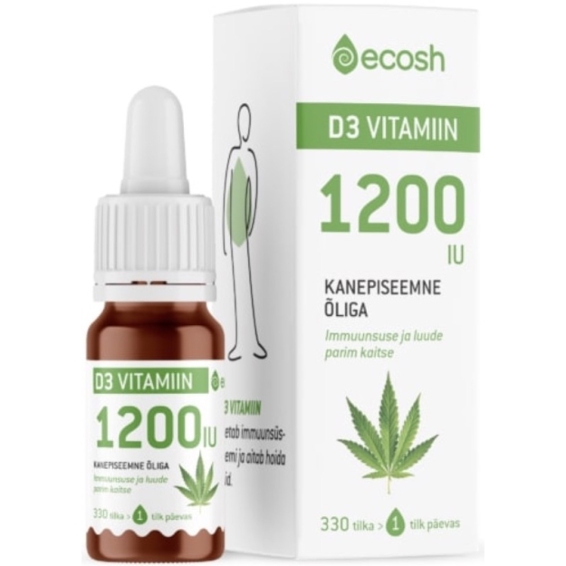 D3 VITAMIIN 1200-IU tilk, kanepiõliga,10ml