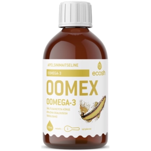 Ecosh Oomex omega 3 žuvų taukai, apelsinų skonio, 300 ml nuotrauka