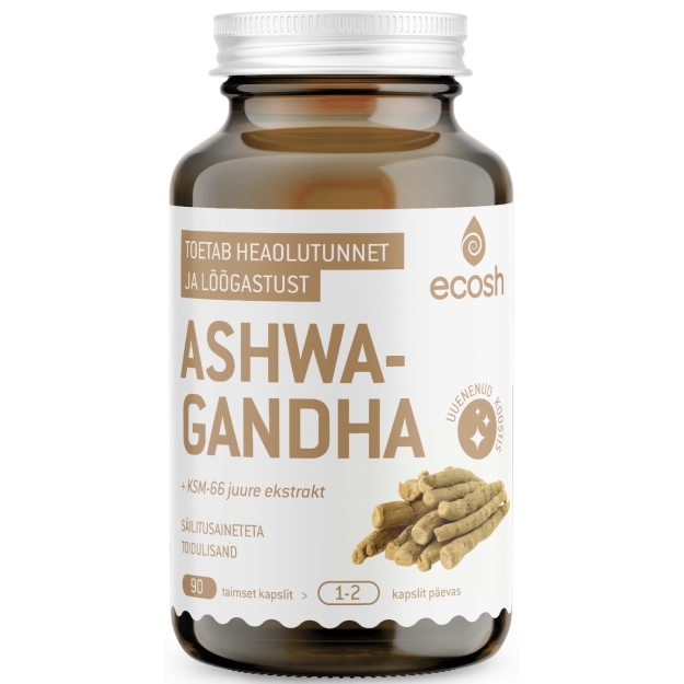 Ashwagandha KSM-66 juure ekstrakt 90 kapslit