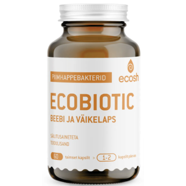 Ecosh Ecobiotic Pieno rūgšties bakterijos vaikams ir kūdikiams 60 kapsulių Ecosh Ecobiotic Pieno rūgšties bakterijos vaikams ir kūdikiams 60 kapsulių