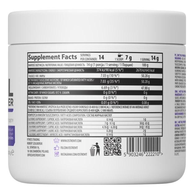 Ostrovit MCT eļļas pulveris 200 g bilde Ostrovit MCT eļļas pulveris 200 g fotogrāfija