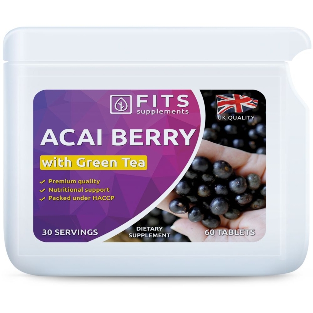 FITS Acai Berry 2000mg and Green Tea 1350mg tablets bilde FITS Acai Berry 2000mg and Green Tea 1350mg tablets fotogrāfija