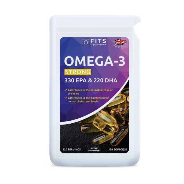 FITS Omega-3 Strong 330 EPA and 220 DHA 120 softgels fotogrāfija