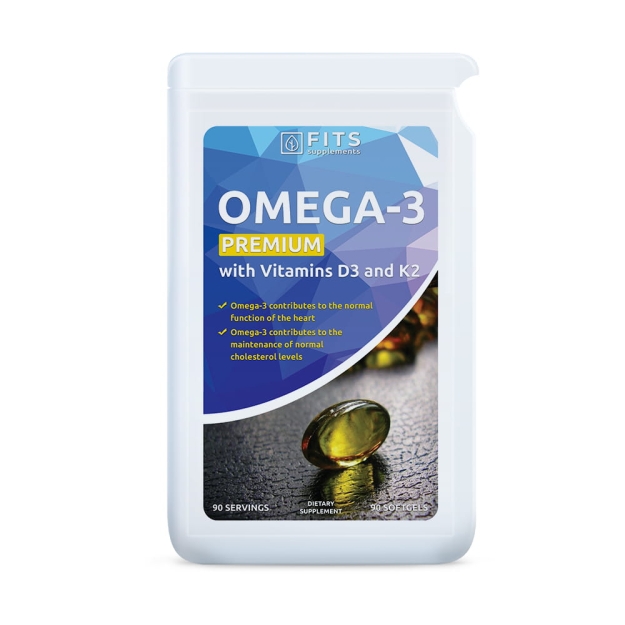 FITS Omega-3 Premium vitamīna D3 un K2 90 kapsulas fotogrāfija