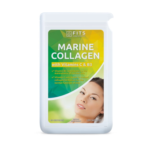 FITS Jūrinis kolagenas, Vitaminas C ir Vitaminas B3 120 kapsulės FITS Jūrinis kolagenas, Vitaminas C ir Vitaminas B3 120 kapsulės