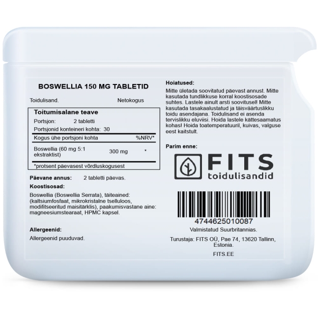 FITS Boswellin 150mg tablets bilde FITS Boswellin 150mg tablets fotogrāfija