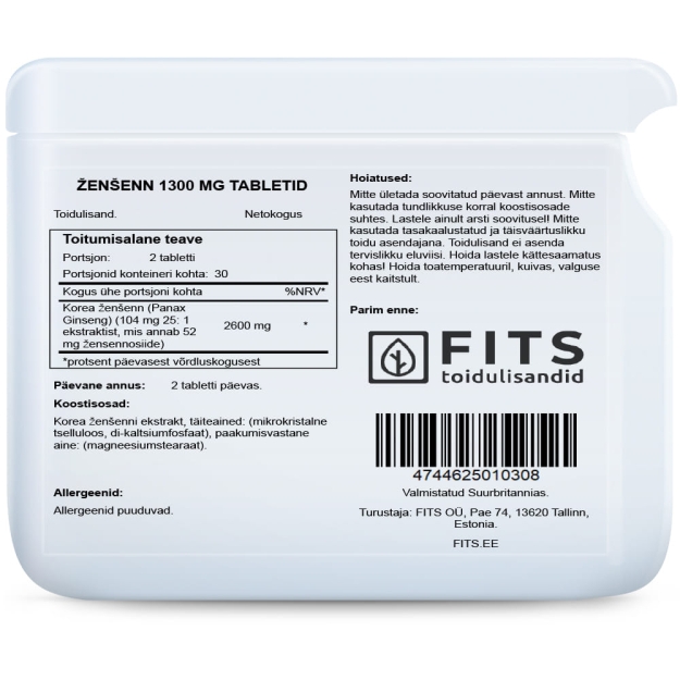 FITS Korėjos ženšenis 1300 mg tabletės paveikslėlį FITS Korėjos ženšenis 1300 mg tabletės nuotrauka