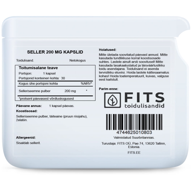 FITS Celery Seed 200mg 30 capsules paveikslėlį FITS Celery Seed 200mg 30 capsules nuotrauka