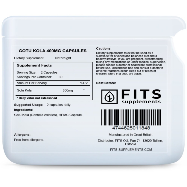 FITS Gotu Kola 400 mg kapsulės paveikslėlį FITS Gotu Kola 400 mg kapsulės nuotrauka
