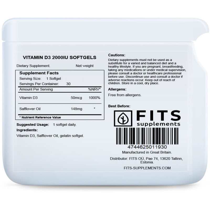 FITS D3-Vitamiin 50 mcg (2000IU) õlikapslid foto