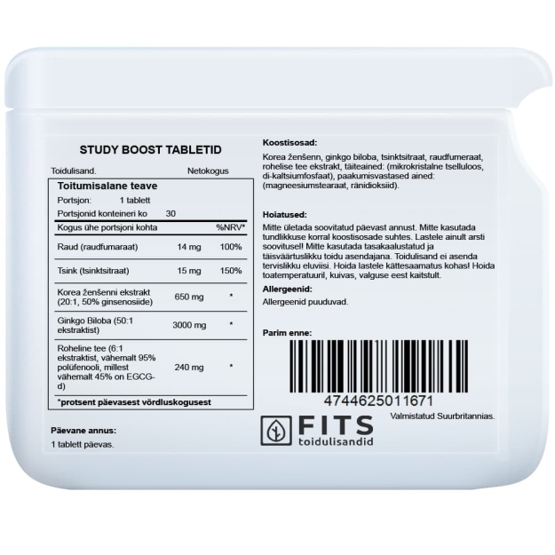FITS Study Boost tabletes bilde FITS Study Boost tabletes fotogrāfija